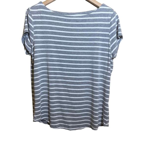 Premise Grey and White‎ Striped Top Size L - Picture 1 of 5